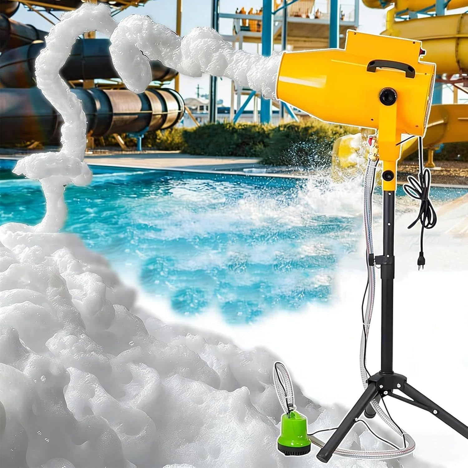 JozyJul 1000W Stage Jet Foam Making Machine, Large Stage Foam Machine for 3-8M Distance/80㎡ Area, for Large Events, Kids Parties and Outdoor Water Parks
