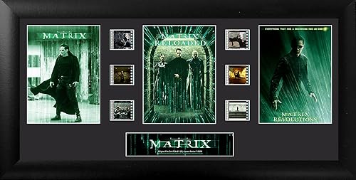 Trend Setters The Matrix Trilogy - Presentación de arte de pared enmarcado con trío FilmCells de 20 x 11 pulgadas, con seis (6X) clips de película