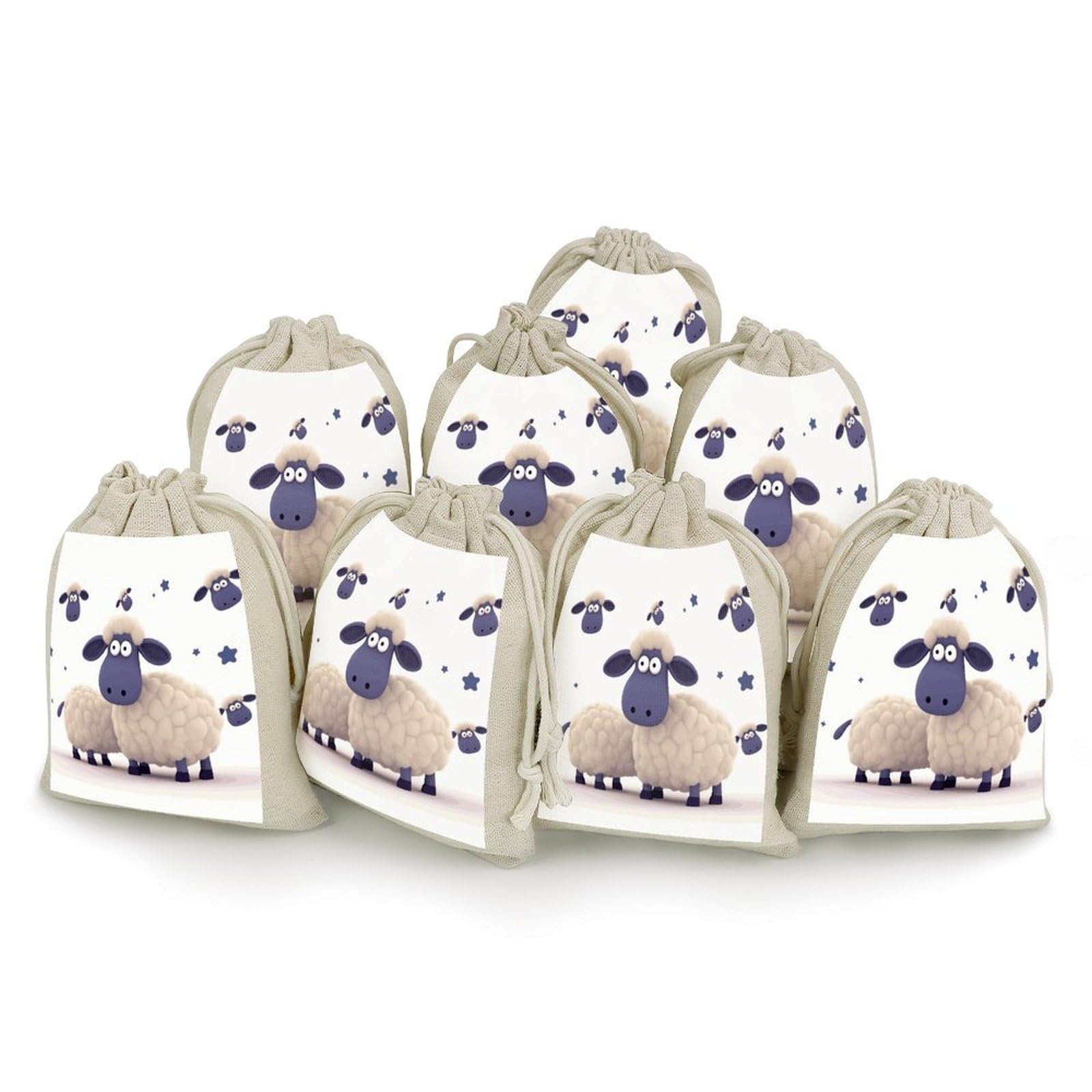 Adfgyerh Style Sheep Bags With Drawstring Reusable,Jewelry Bags 4.9 X 6.7 Inch, Set Of 8,Gift Bags For Party Wedding Storage Home Supplies