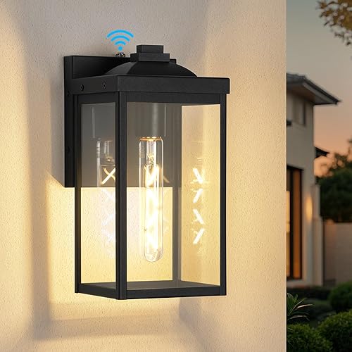 Lámparas de pared para exteriores del anochecer al amanecer con sensor de fotocélula, luces de porche delantero impermeables, aplique de montaje en