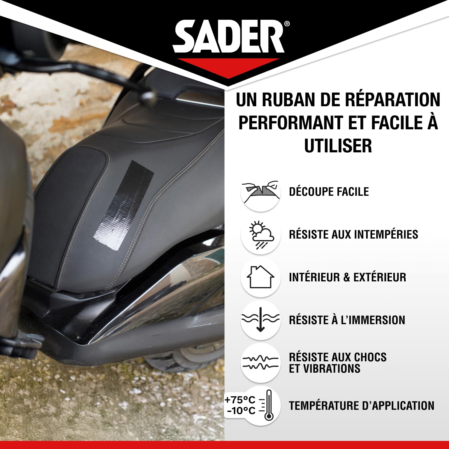 SADER Repare Tout Extrême Noir Adhésif Extra Fort 20m x 50mm