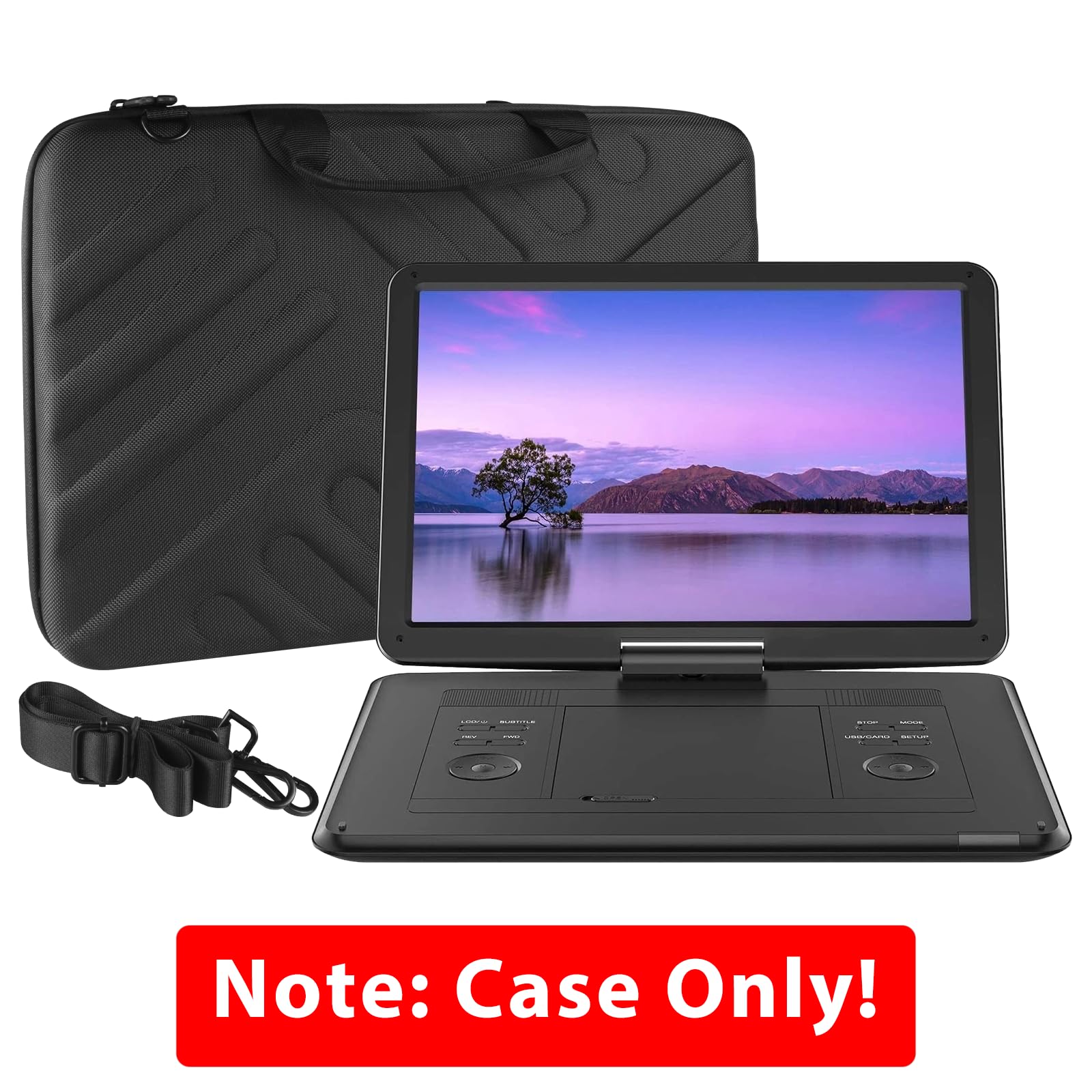 Custodia rigida da viaggio per lettore DVD portatile Boifout/Yoton/Pofoto da 17,5", per YOTON/PJGCWB 16,9"/15,5" POFOTO 15,6", borsa portaoggetti per accessori (solo custodia)