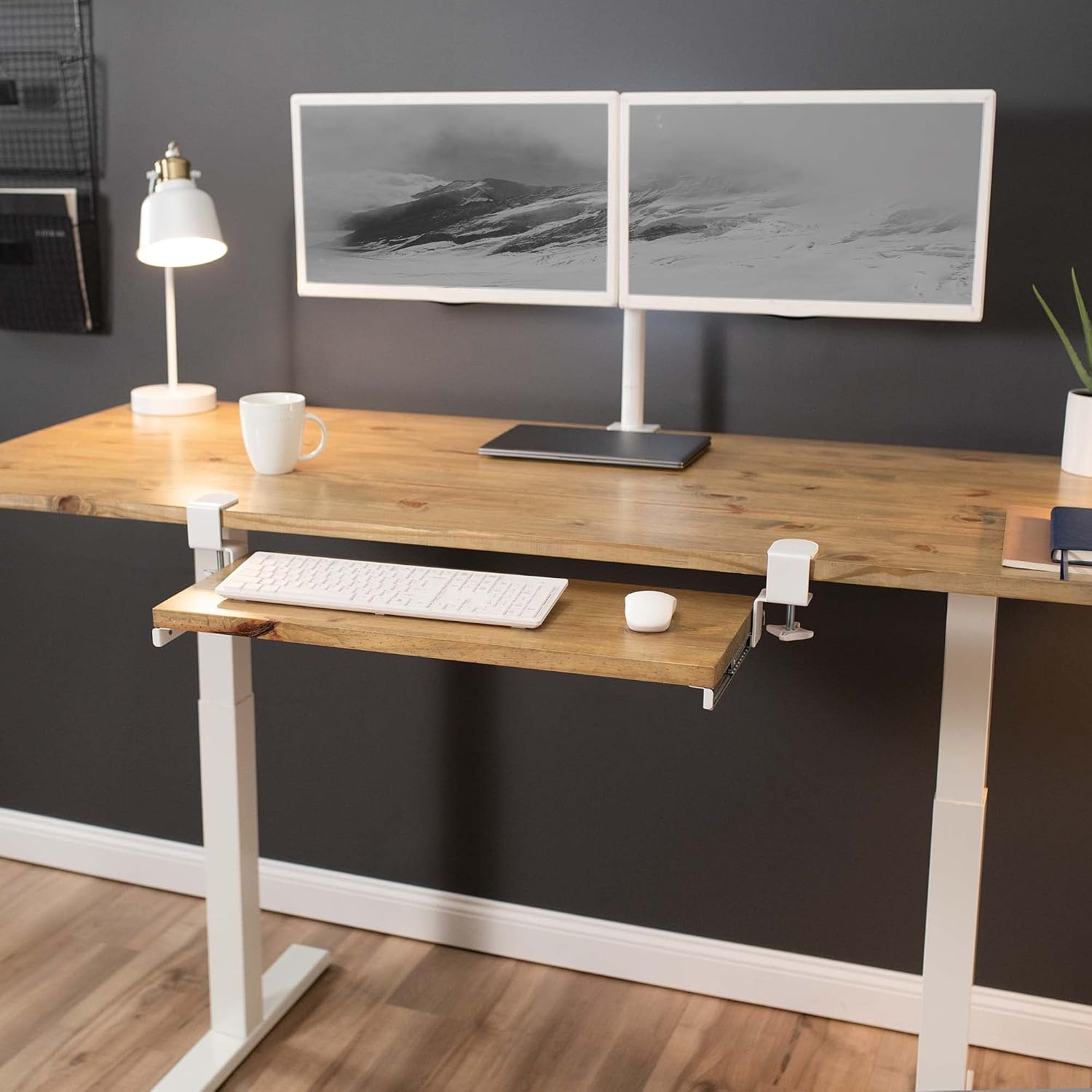 VIVO Clamp and 12 inch Rail Set for DIY Custom Wooden Keyboard Trays (Tray Not Included), Under Desk Pull Out Slider Track with Extra Sturdy C-clamp Mount System, White, MOUNT-RAIL02W