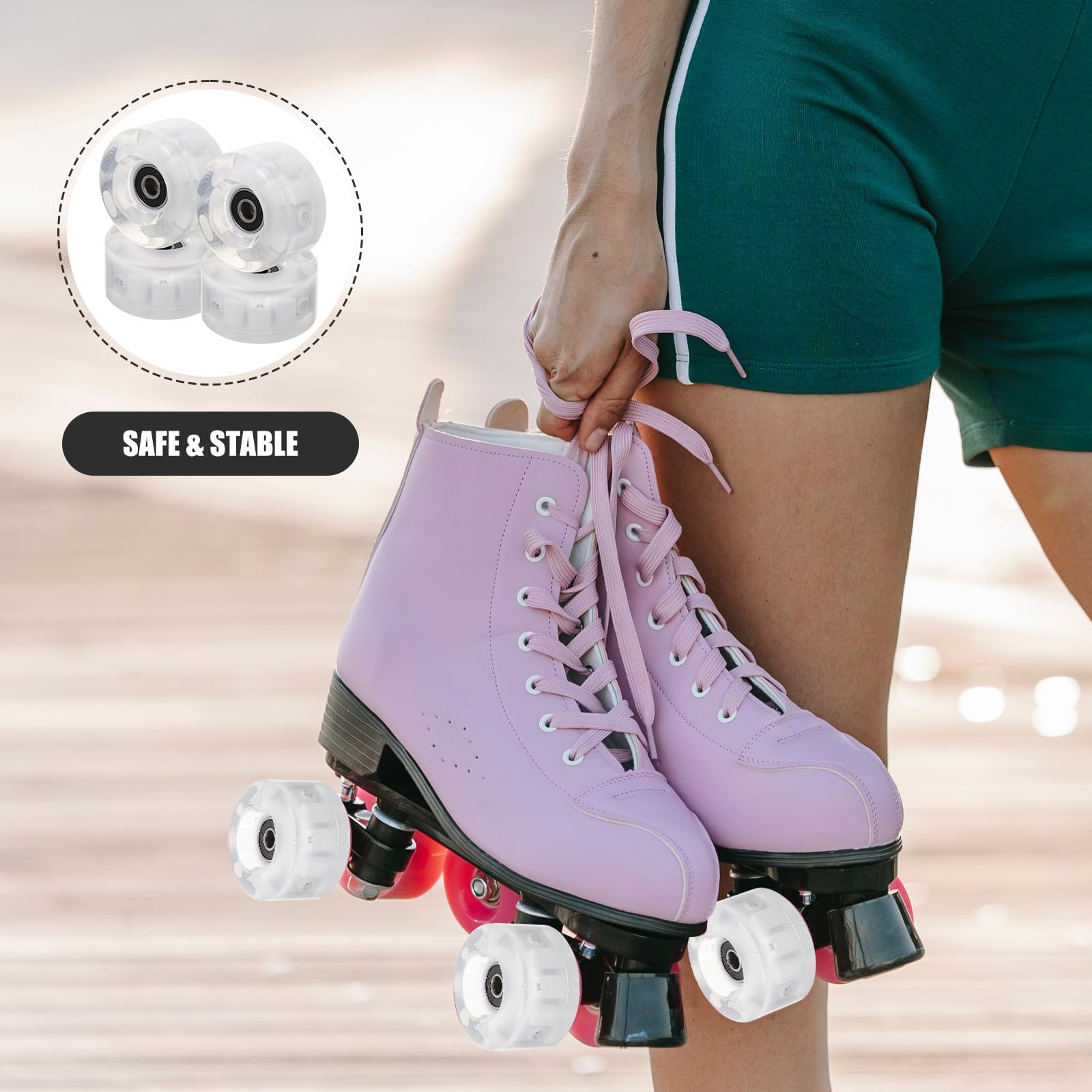 Ruedas para Patines de Hielo Luces, Juego Doble de 6 Unidades Pu