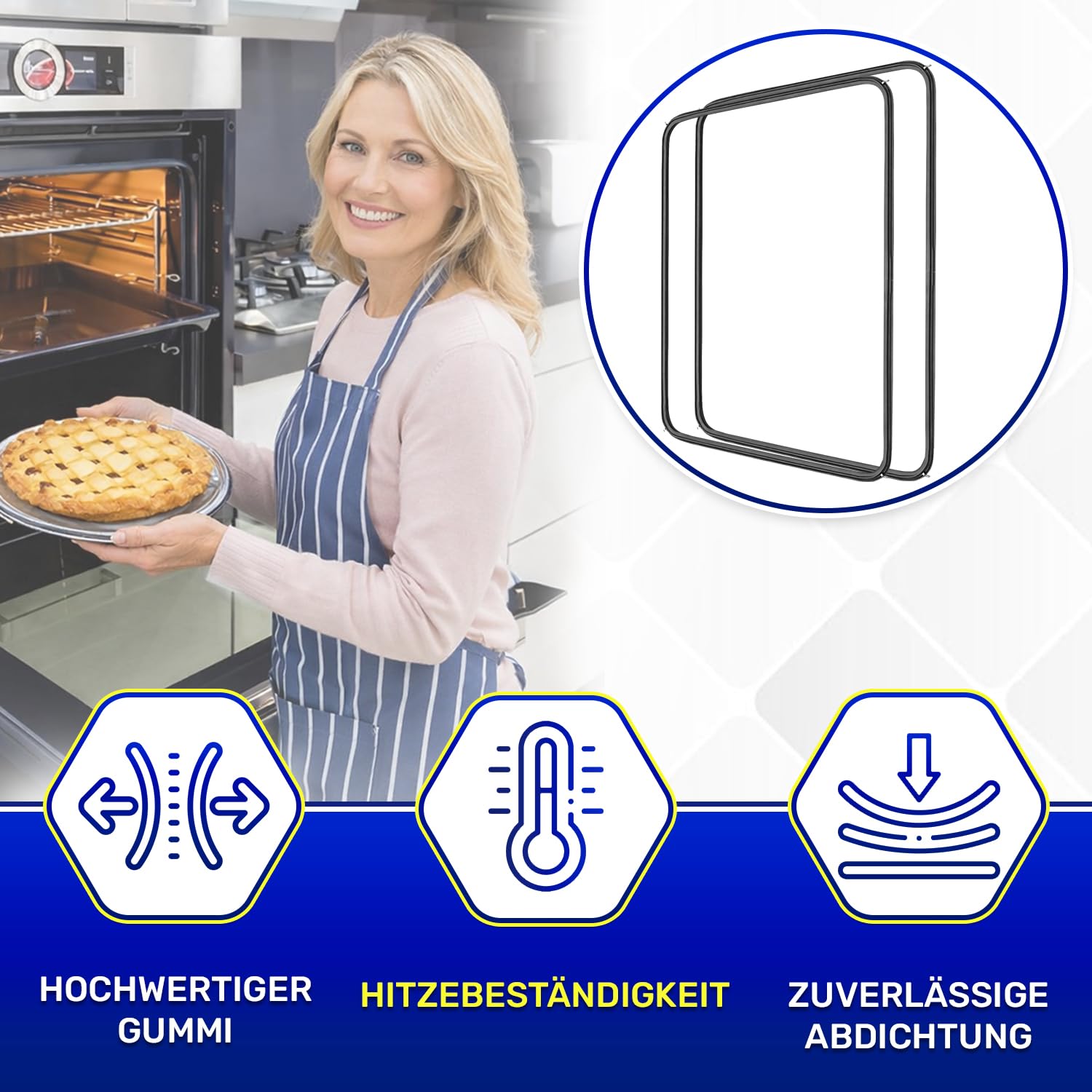 2 Stück Backofen Dichtung 450x340 mm mit dem Originalcode 00754066 754066 00658558 für Bosch für Siemens für Neff für Balay für Constructa - 4 Haken - Garantie 10 Jahre - MONTERAL
