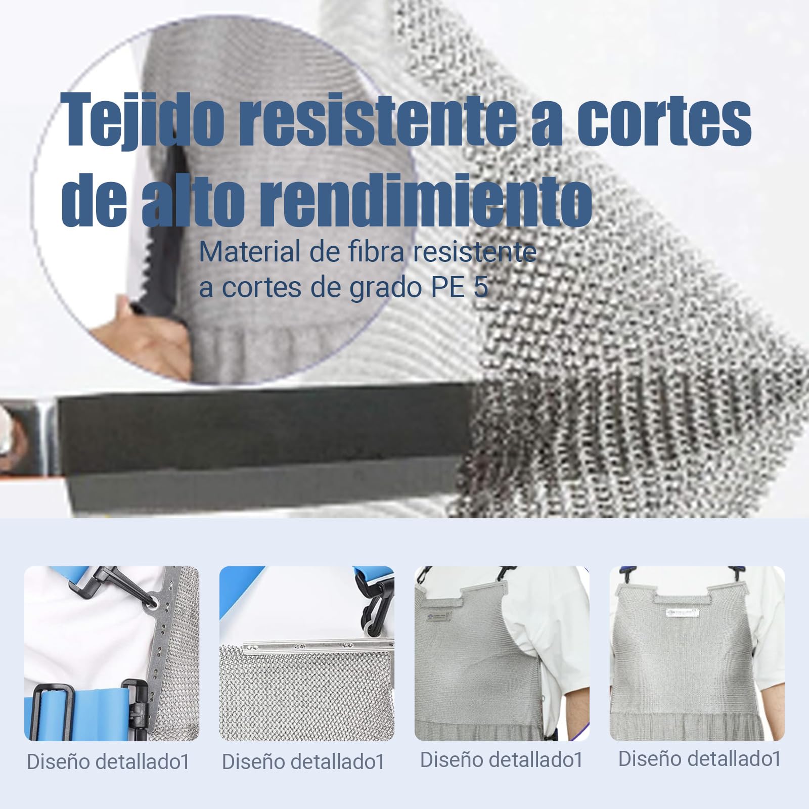 Delantal resistente a cortes, babero de trabajo de seguridad de acero inoxidable, Delantal Protector De Trabajo De Seguridad De Carnicero, con Correas Ajustables for los Hombros