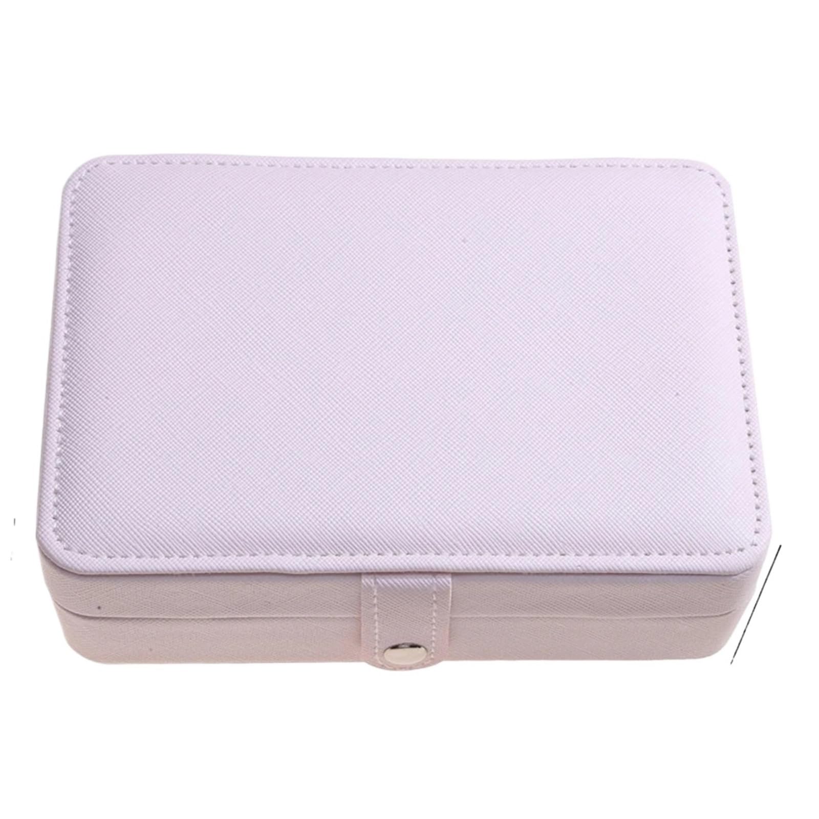ESTDKMNOS Portable Jewellery Case， Jewelry Box Double-Layer Portable Zipper PU Storage Necklace Earrings Ring Multicolor(Light Purple)