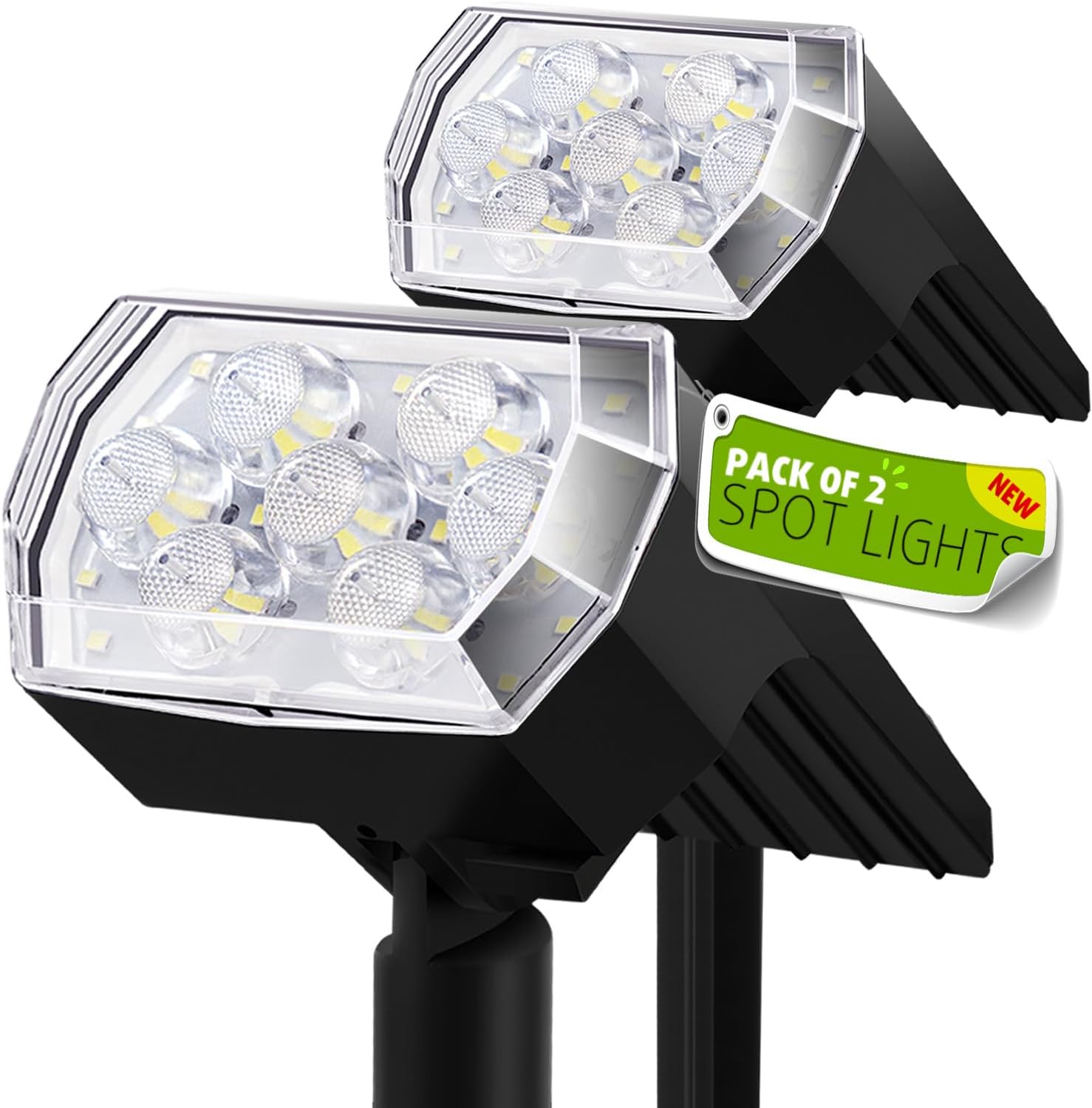 Cbiumpro Solar Spot Lights Outdoor, 2 Pack Adjustable IP65 Waterproof