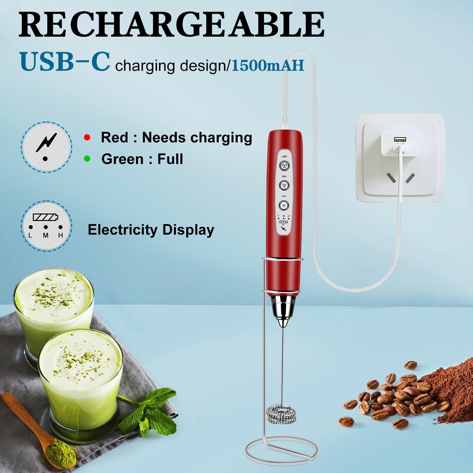 BSRGMS Milk Frother - Handheld Foam Maker -2