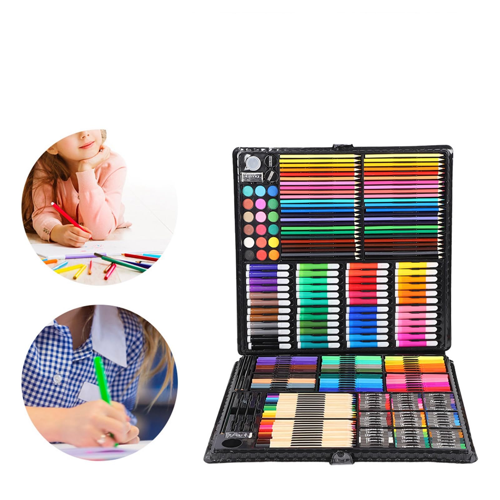 258-teiliges Kunstset für, Kreative Wasserfarbenstifte, Buntstifte, Zeichenzubehör für Kleinkinder ab 3 Jahren, Kompaktes, Tragbares Gehäuse