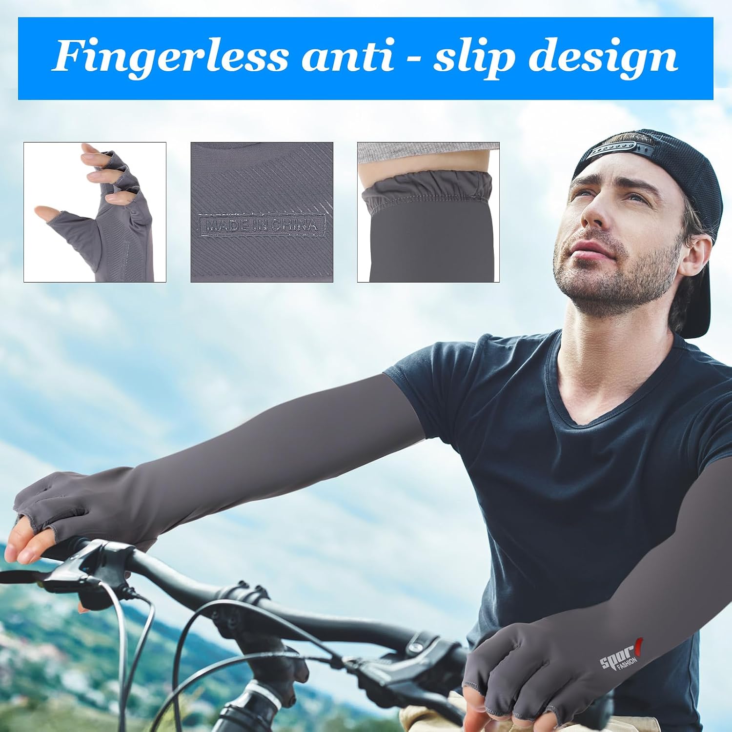 3 Pairs UV Protection Gloves Arm Sun Sleeves with Thumb Holes for Men Women Sunblock Anti-Slip Fishing Driving Sport