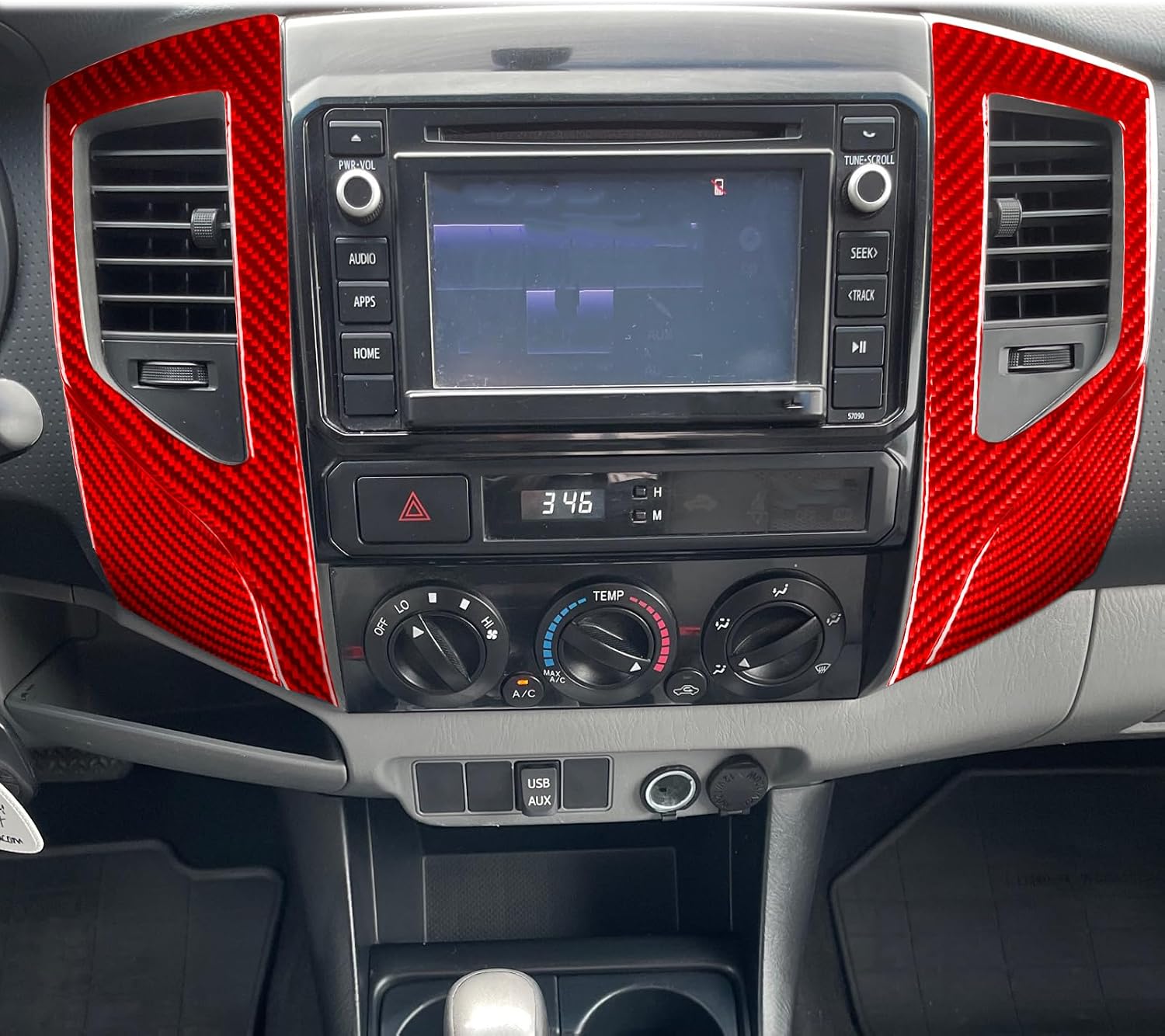 Real 3K Carbon Fiber Car Central Air Conditioner Outlet Air Vent Panel Cover Soft Sticker Compatible with Toyota Tacoma 2012 2013 2014 2015 Auto Interior Accessories red 6pcs(Type B)