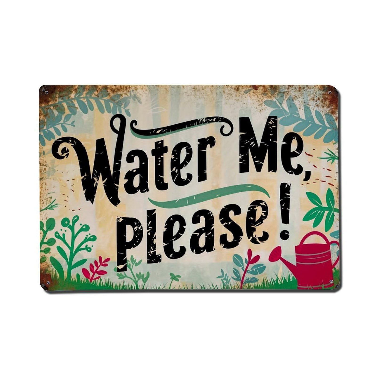 Water Me Please Sign Pattern Tin Sign Metal Poster Vintage Metal Signs for Home Man Cave Bar Cafe Kitchen laundry room Wall Decorations Gift 8x12Inch