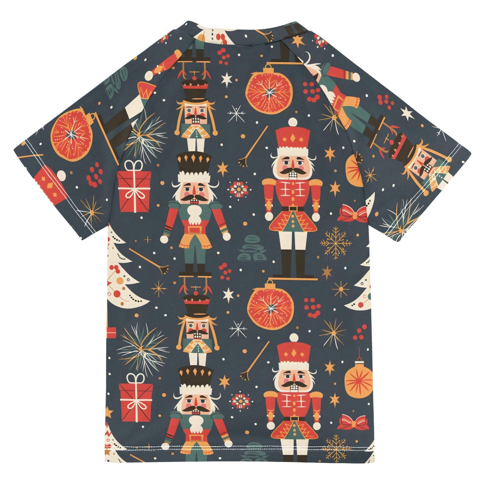 Boys Rash Guard Short Sleeve Swim Shirts for Boys Christmas Nutcracker Sun Protection 7-8T