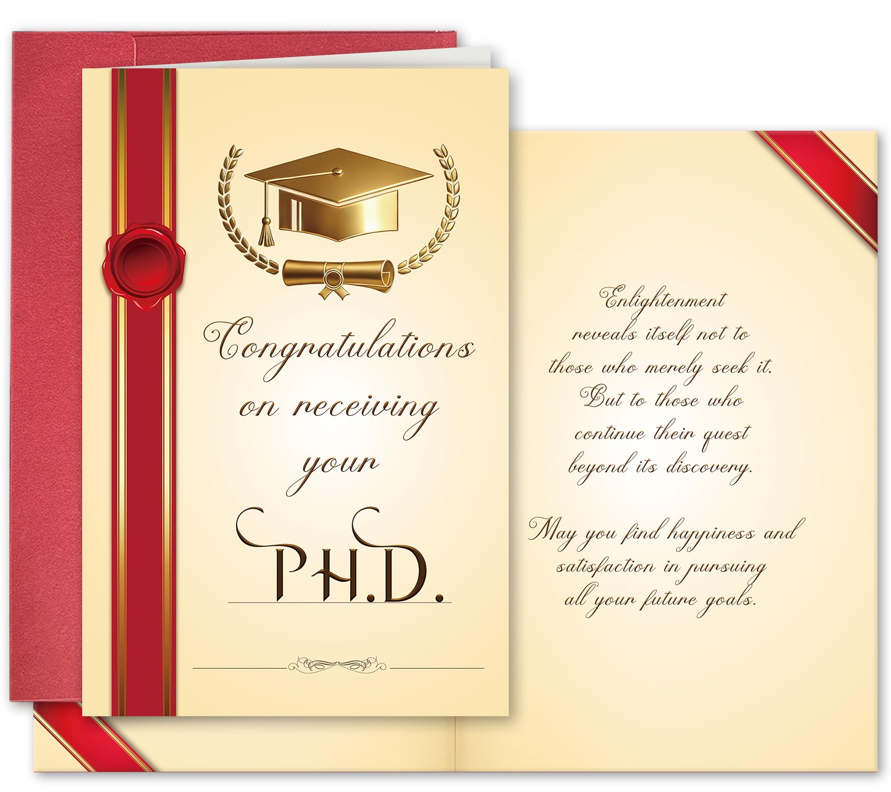 SuperShunhu PhD Graduation Card, Inspirational Doctoral Degree Congratulations Card, Elegant Academic Graduation Card for PhD Graduate, from Professor Parents or Colleagues