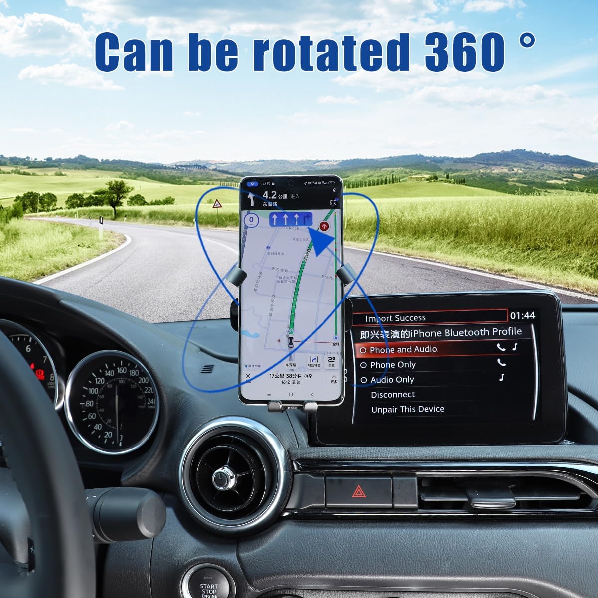 HAPPYHORSE Car Phone Mount Compatible with Mazda MX-5 2016-2023 Central Control Navigation Cell Phone Holder Dash Clip Dash Panel Mobile Phone Bracket Stand Accessories (Style B)