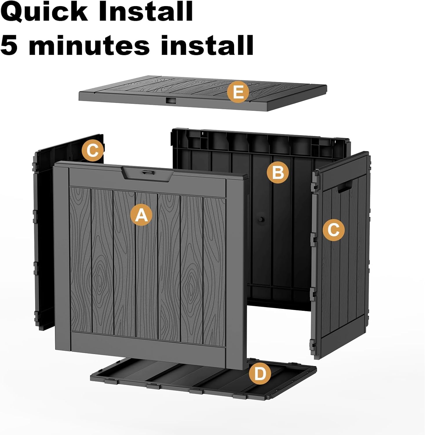 Outdoor Storage Box, 35 Gallon Deck Box, 132 Litre Waterproof Resin Storage Bin for Patio Cushions, Gardening Tools, Accessories, Lockable, UV Resistant Garden Chest Utility Handles Lid (Grey) - 4