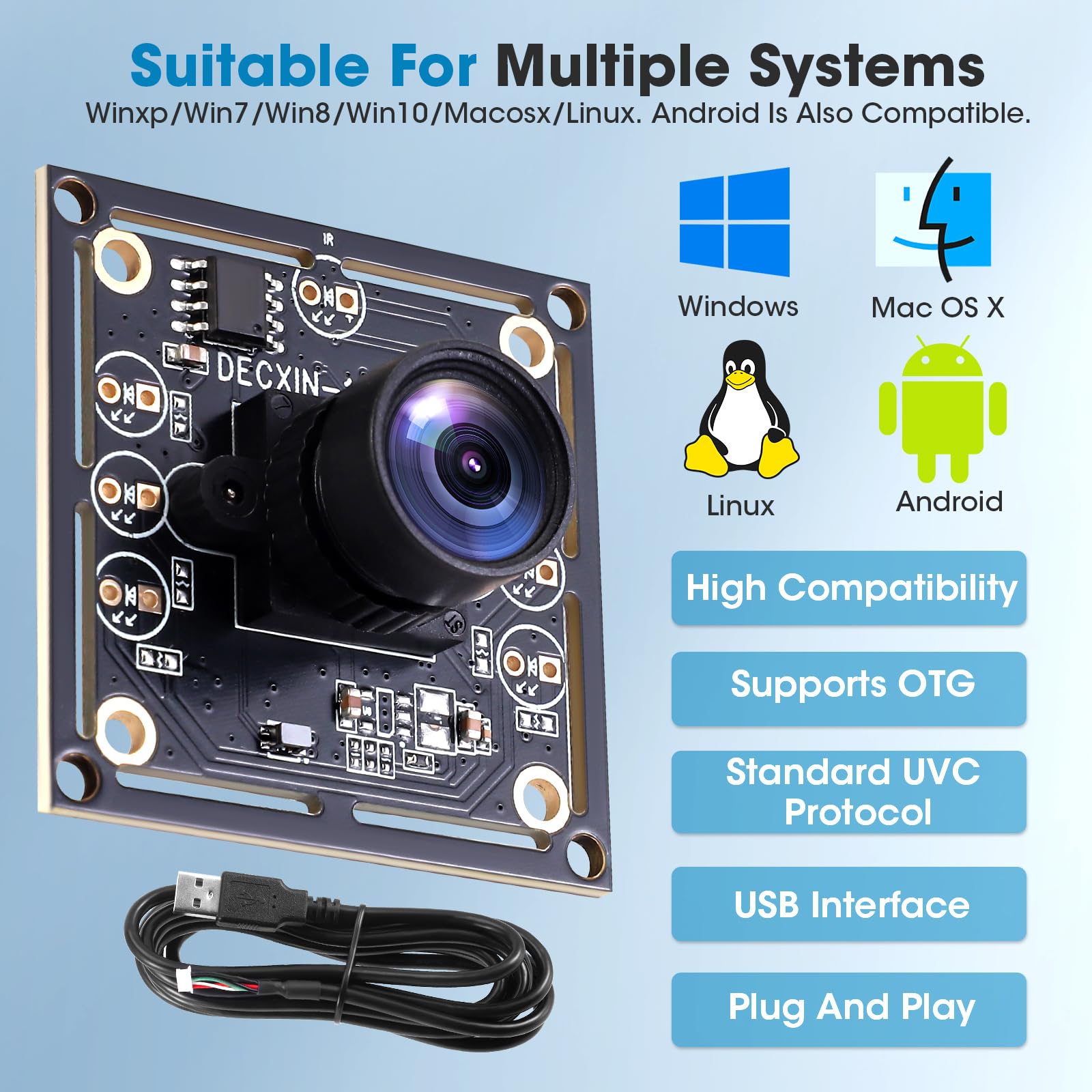 ov9732 USB Kamera Modul 720p 30fps 100° Weitwinkel für Dartboard System Gesichtserkennung Tieferkennung Plug And Play mit 2M Kabel für Windows Linux Android