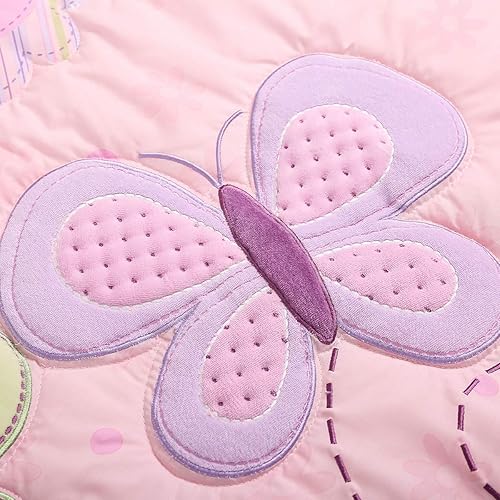Miniatura 4 de Juego de ropa de cama para cuna de bebé, diseño de mariposa, diseño de mariposa, 6 piezas, color rosa