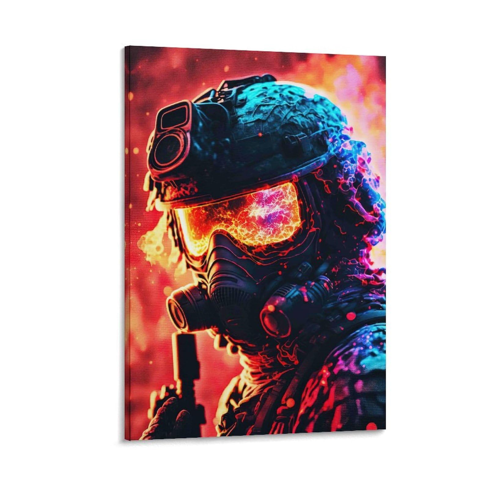 DHBANEIOK Cyberpunk Soldier Portrait Wall Decor Poster Canvas Prints Picture Modern Canvas Wall Art Picture Wall Hanging for Bathroom Wall Decor 12x18inch(30x45cm)