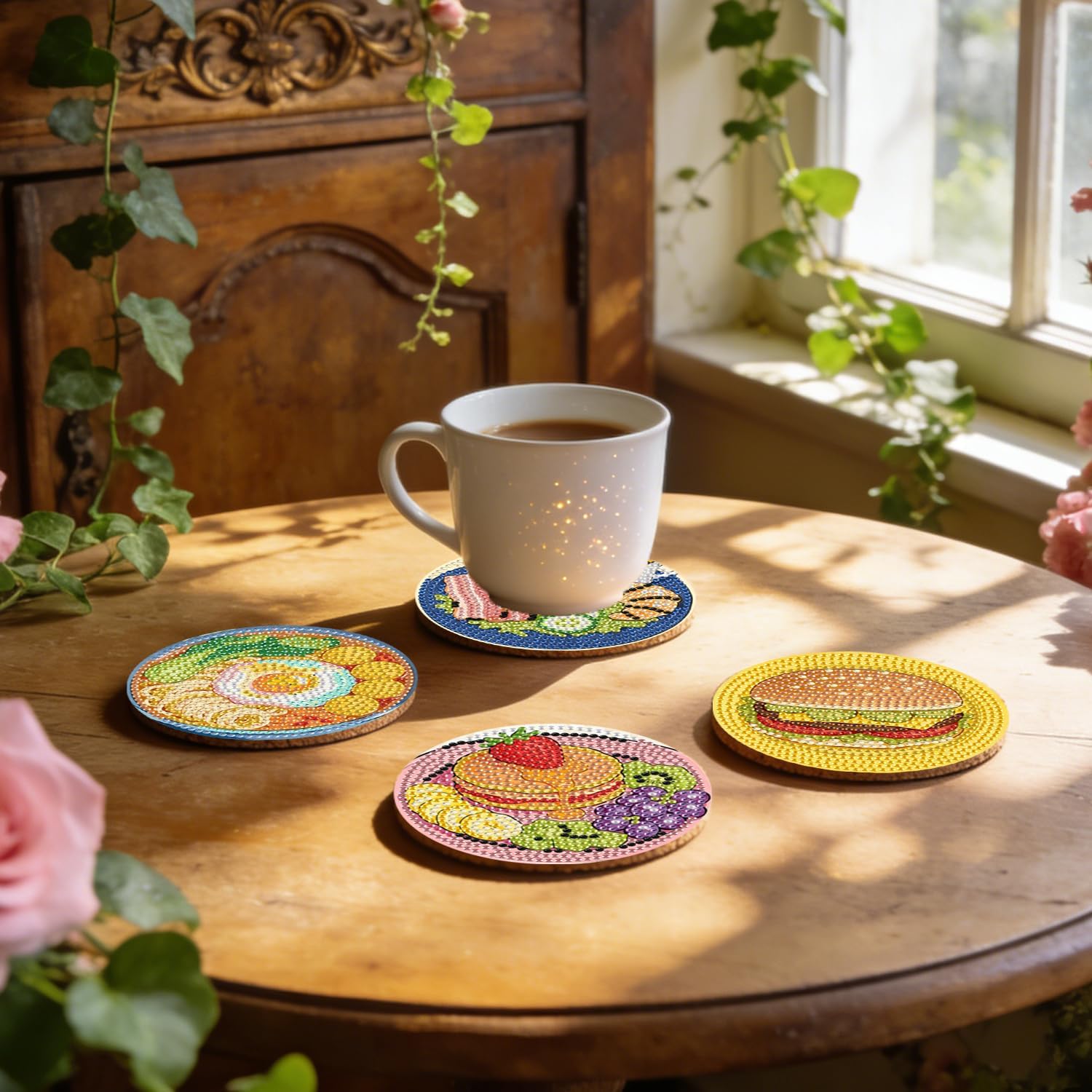 Leatrice 6 PCS Small Diamond Art Coasters Diamond Painting Kits for Adults image 5