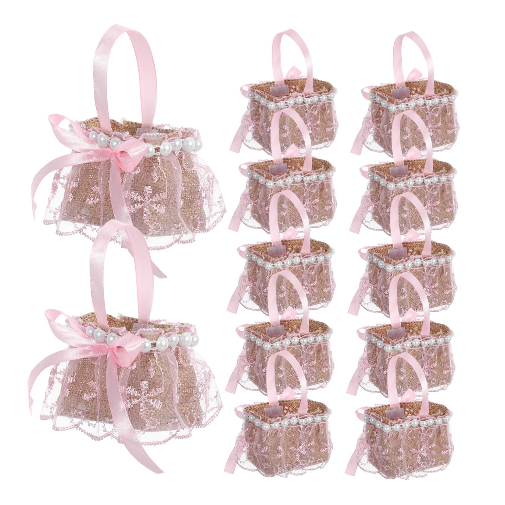 12pcs European Style Wedding Favor Baskets with Bow Romantic Candy Holders for Bridal Shower Engagement and Party Elegant Keepsake for Guests