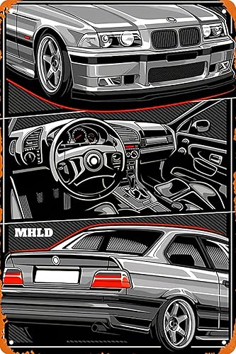 Letreros decorativos y placas vintage, letrero de metal retro para garaje, regalo para amantes del automóvil, decoración de pared para cueva de