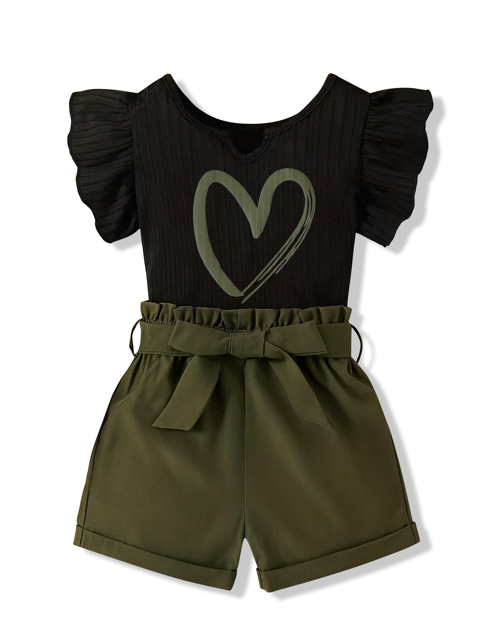 Kids Girl Clothes Heart Print Short Sleeve Top and Shorts Cute Girl Summer Outfits Short Set
