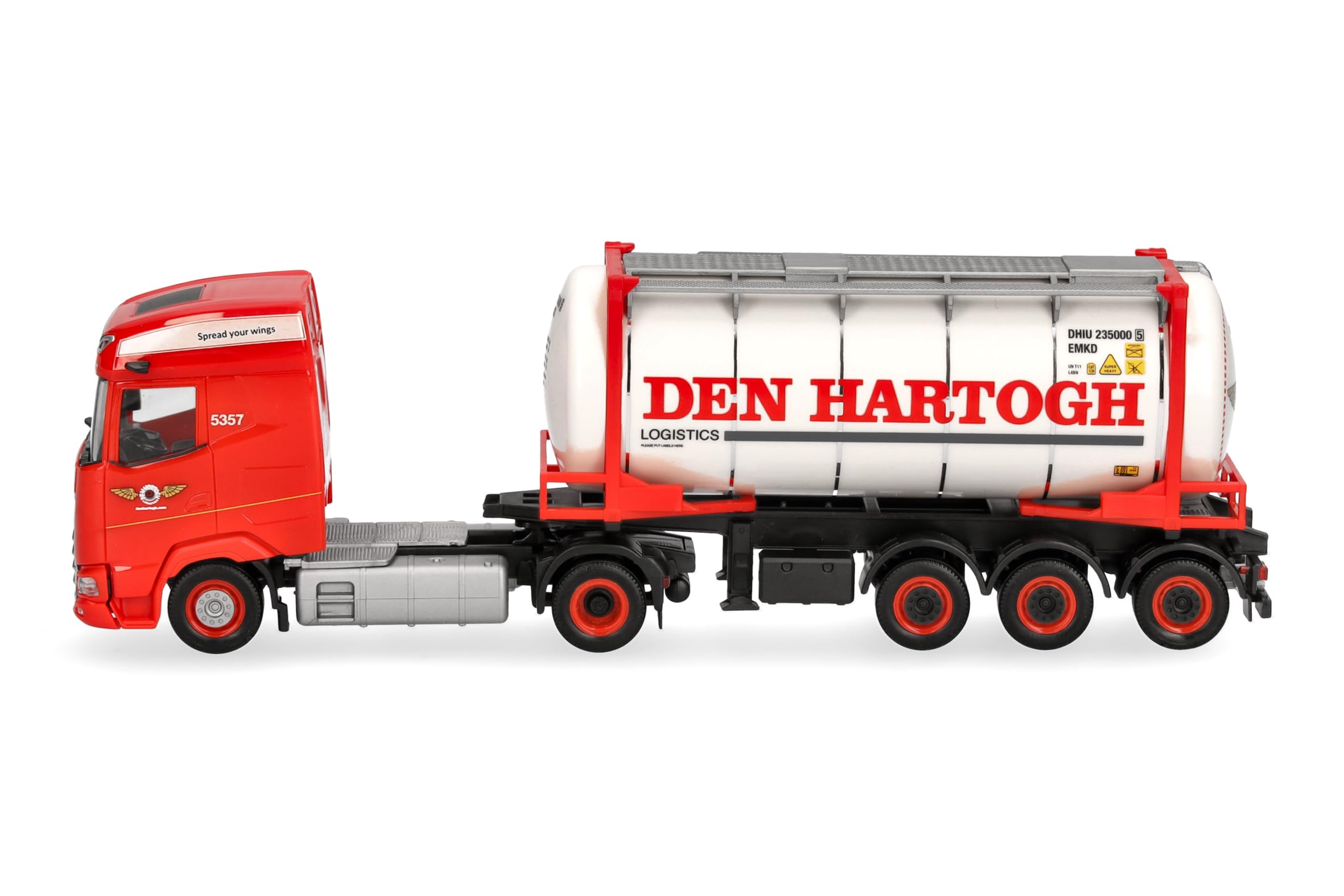 Herpa Miniatura del camión DAF XG tráiler con contenedor Intercambiable Den Hartogh (Países Bajos), Escala 1/87, maqueta de colección, modelismo, Modelo alemán, Figura plástico