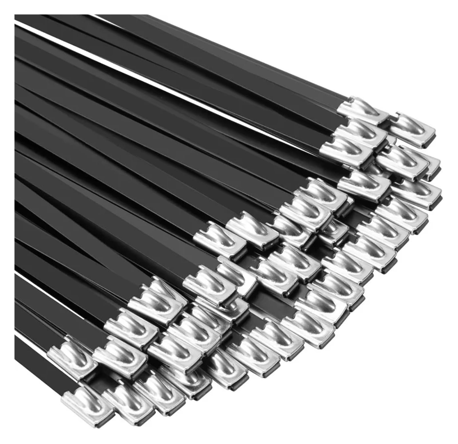 edelstahl kabelbinder Edelstahl-Kabelbinder in Schwarz und Silber, metallbeschichtete, selbstsichernde Kabelbinder, robuster(Silver- 4.6x200mm,40PCS)