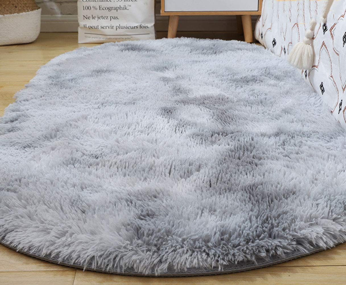 Flauschige Plüsch Hochflor Sanft Teppich,rutschfest Non Shedding Dick Matte,Oval Modern Teppiche,Für Wohnzimmer Schlafzimmer Yoga Grau 80x160cm(31x63inch)
