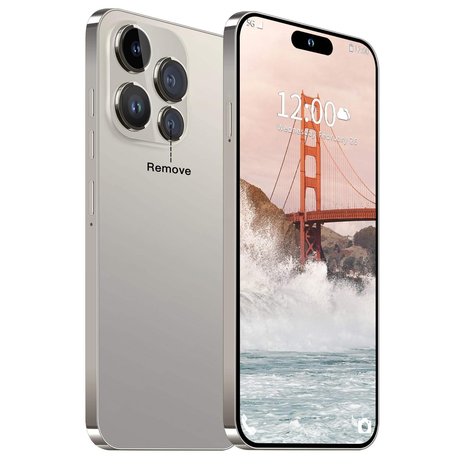 14PROMA X Smartphone Unlocked Cell Phone,Battery 6800mAh 6.82" HD Screen Unlocked Phones,16+512GB Android 14 with 128GB Memory Card,Dual SIM/Fingerprint Lock/Face ID/GPS (Natural Titanium, 16+512G)