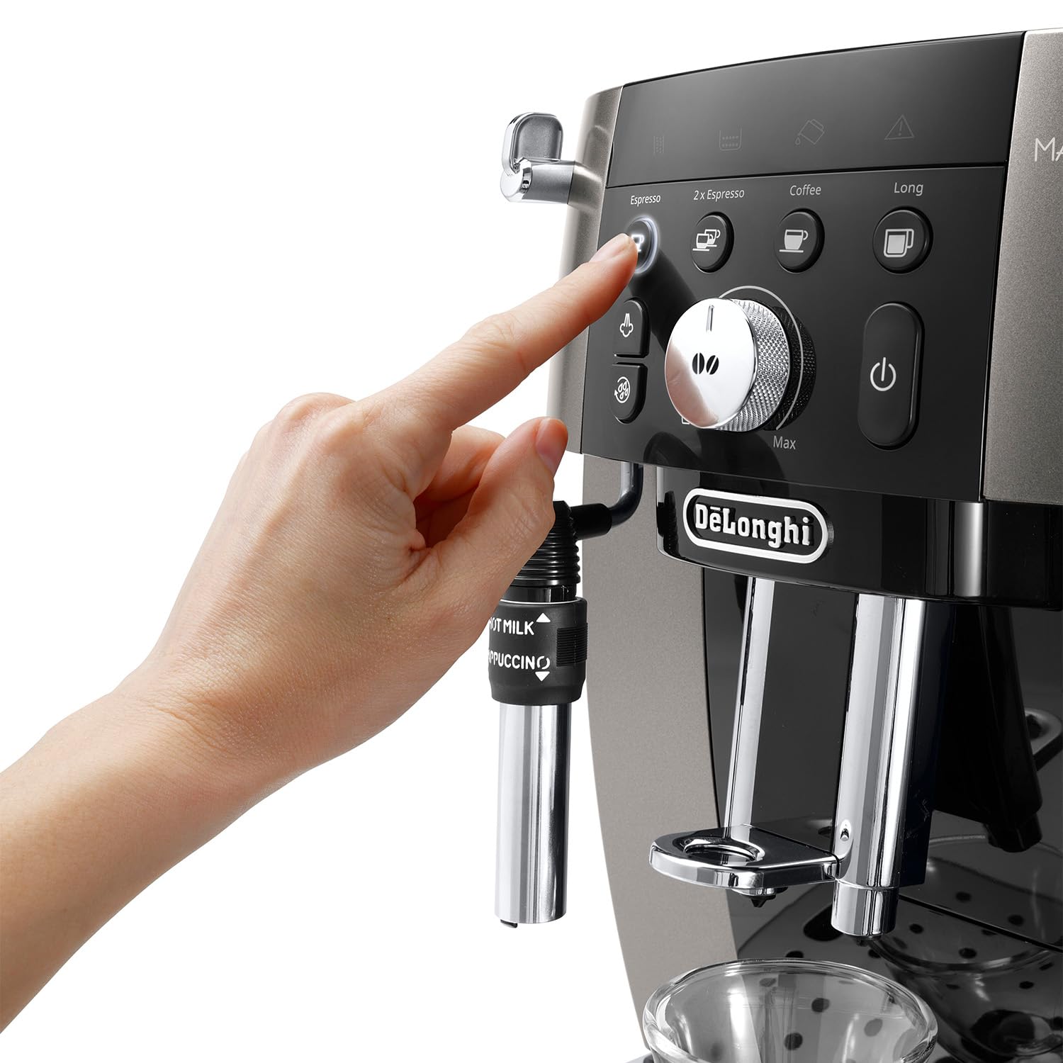 De'Longhi Magnifica S Smart ECAM250.​33.​TB, automatyczny ekspres do kawy z wbudowanym młynkiem do kawy, ręczny system montażu mleka do cappuccino, 4 przepisy One Touch, tytanowy i czarny