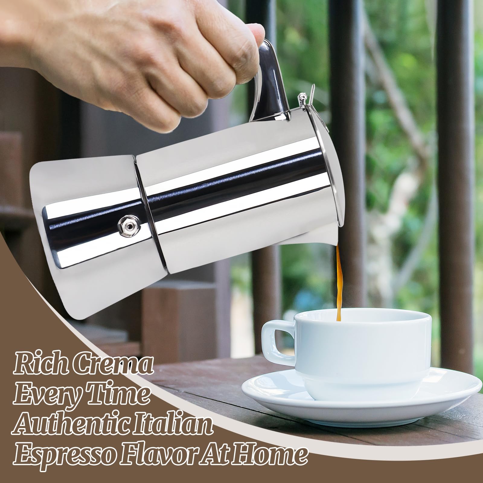 Verdickte Mokkakanne für 12 Tassen, 304 Edelstahl, 600 ml, italienische Espresso-Kaffeemaschine, Herd, Kaffeemaschine, Mokkakanne, Perkolator für Induktionsherd, klassische Café-Maschinen