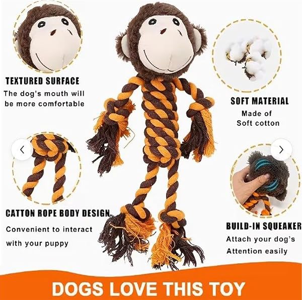Generisch Chew Toy - Animal Rope Enrichment Activities with Squeaky | Interactive Dog Toys with Plush Cotton Rope, Training Playset for Patio Backyard Park Beach Indoor Outdoor Garden Lawn - 5