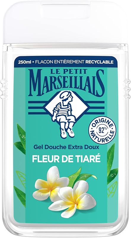 Le Petit Marseillais | Gel Douche Extra Doux Fleur de Tiaré (flacon de 250 ml) – 92 % d'ingrédients d'origine naturelle – pH neutre pour la peau et sans colorant