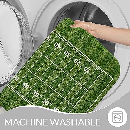 Miniatura 7 de Tapete de baño de campo de fútbol americano para baño, césped verde, tapete deportivo popular, tapete de baño antideslizante con parte trasera de