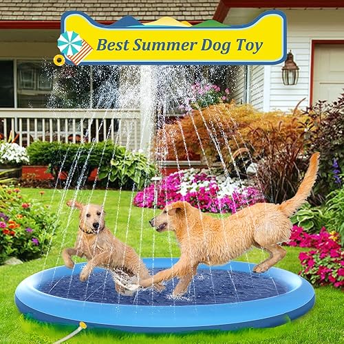 Miniatura 2 de Raxurt Juguetes de agua para perros, almohadilla antideslizante para salpicaduras para perros, almohadilla de rociadores gruesa y duradera para Azul