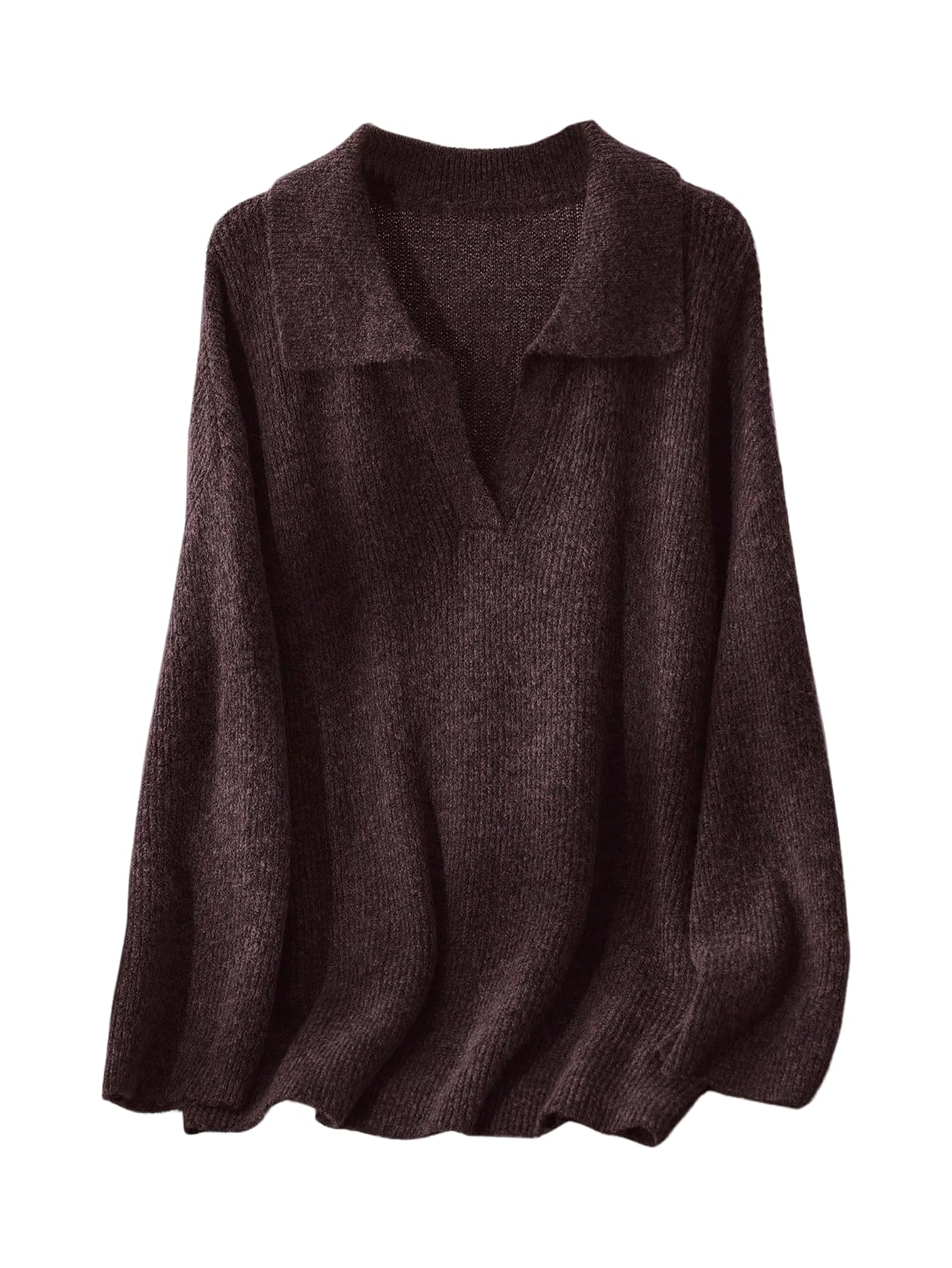 Floerns Womens Plus Size Long Sleeve Sweater V Neck Knit Fall Outfit Casual Pullover Tops