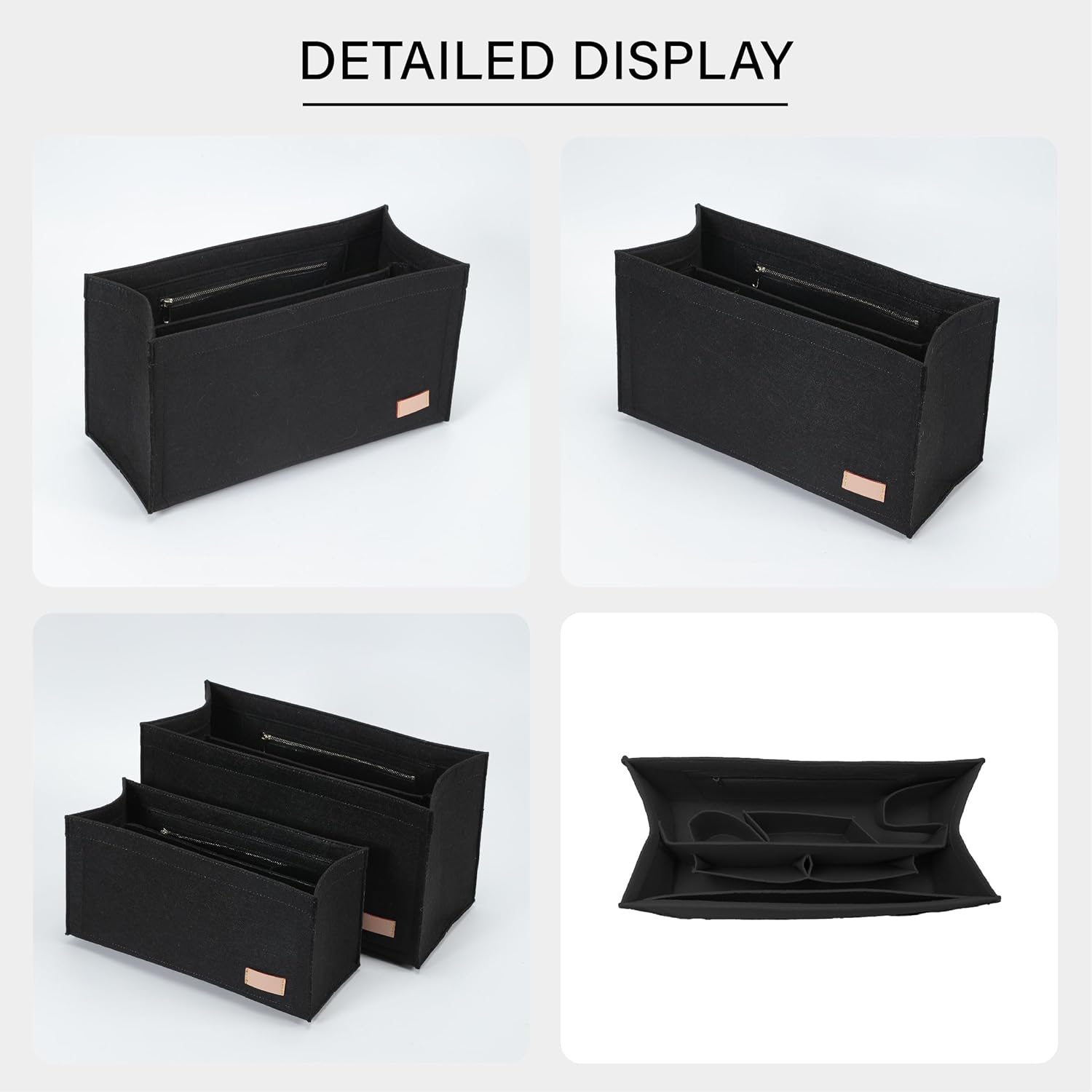 Tote Bag Organizer Insert Compatible with Dior Book Tote and onthego Bag Large,Premium Felt Lightweight Purse Organizer Insert for Handbags,Bags Shaper Purse Accessories with Zipper,GM,Black - Image 9