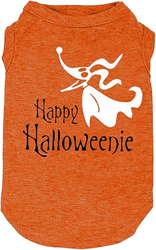 Miniatura 3 de Ropa de Halloween para perro, camiseta de calabaza divertida con estampado de huesos de perro fantasma, camisa con estampado de huesos de perro