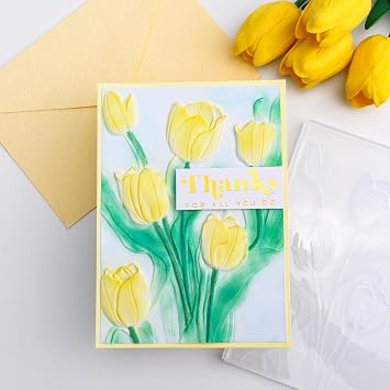 Tulip 3D Embossing Folder for Card Making DIY Scrapbooking Blossom Tulip Flower Clear Plastic Texture Fades Embossing Folder Template for Scrapbooking Paper Crafts Arts Supplies Handmade Crafts