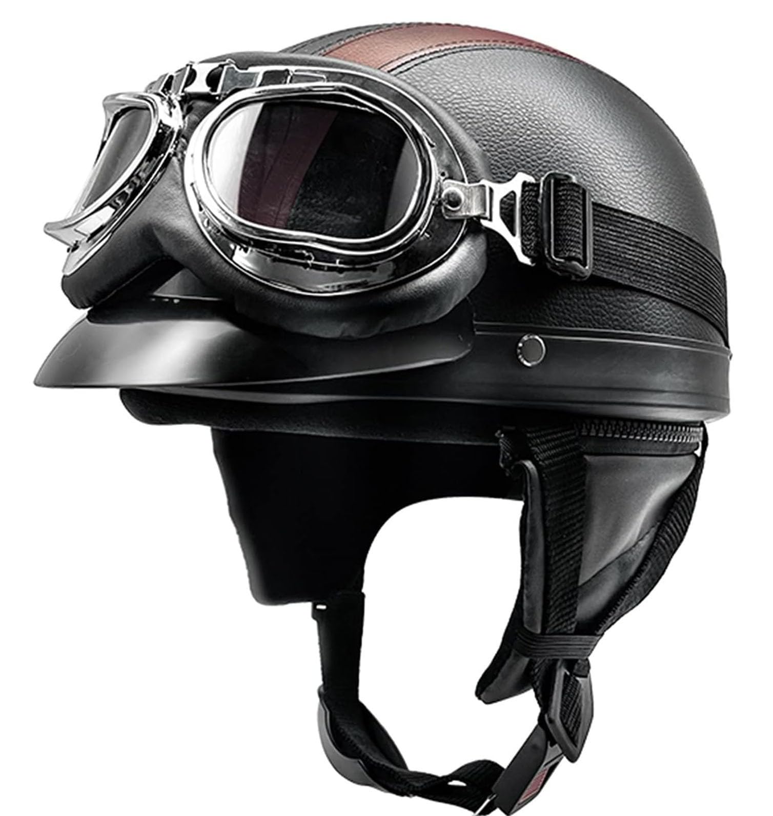 Casques Bols Jet Moto Vintage avec Lunettes Casque de Pilote Rétro Casque Casque Scooter Homme Femme Demi Casque Coupe-Vent Casque pour Moto Vélo Scooter