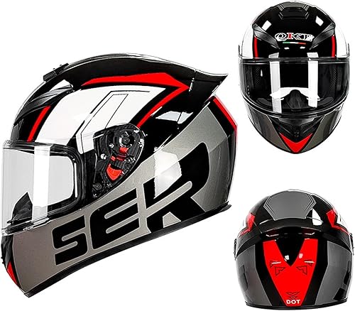 Casco de motocicleta de carreras de motocross, casco de cara completa con visera interna tintada y aprobado por DOT para ciclomotor, ATV, Cruiser