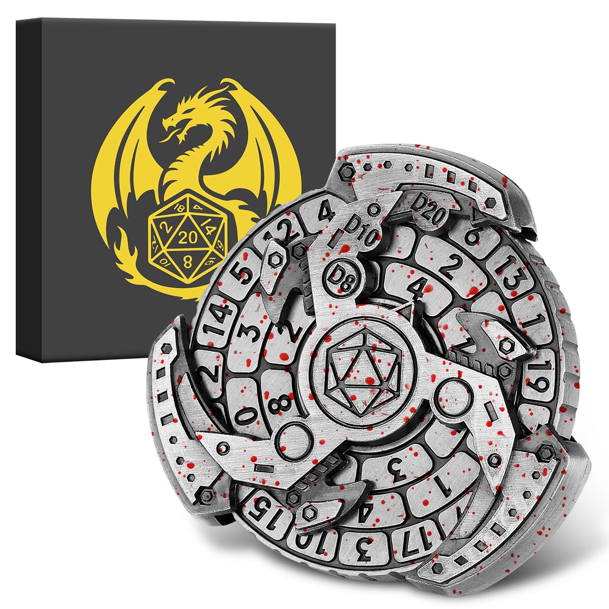 DND Wheel Dice Spiner, 7-in-1 Fingertip Gyro, DND Starter Set, 7-in-1 Metal DND Dice Set, DND Gifts with Dragon Logo Gift Box - Image 2