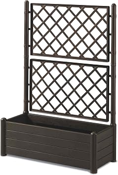 STEFANPLAST 96156-08 Rectangular Flower Shop with Spaliera, Dark Brown, 80 lt