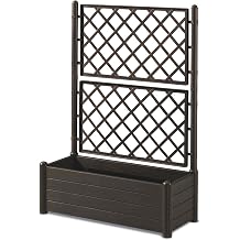 HERSTERA 10014400 Planter with trellis, dark brown, 100 x 43 x 142 cm