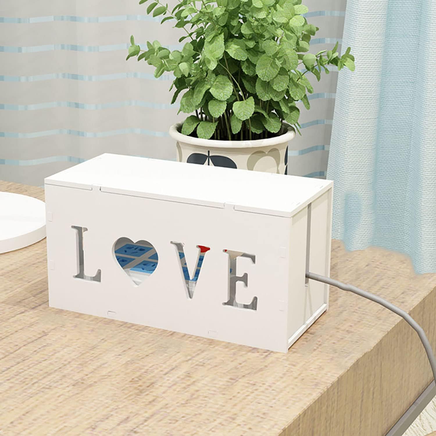 Cable Management Box with Lid Small Cable Organizer Box for Extension Cord Power Stripe Surge Protector Wire Management Concealer Organizer Cover Hider 10.23 x 4.72x 5.31inch