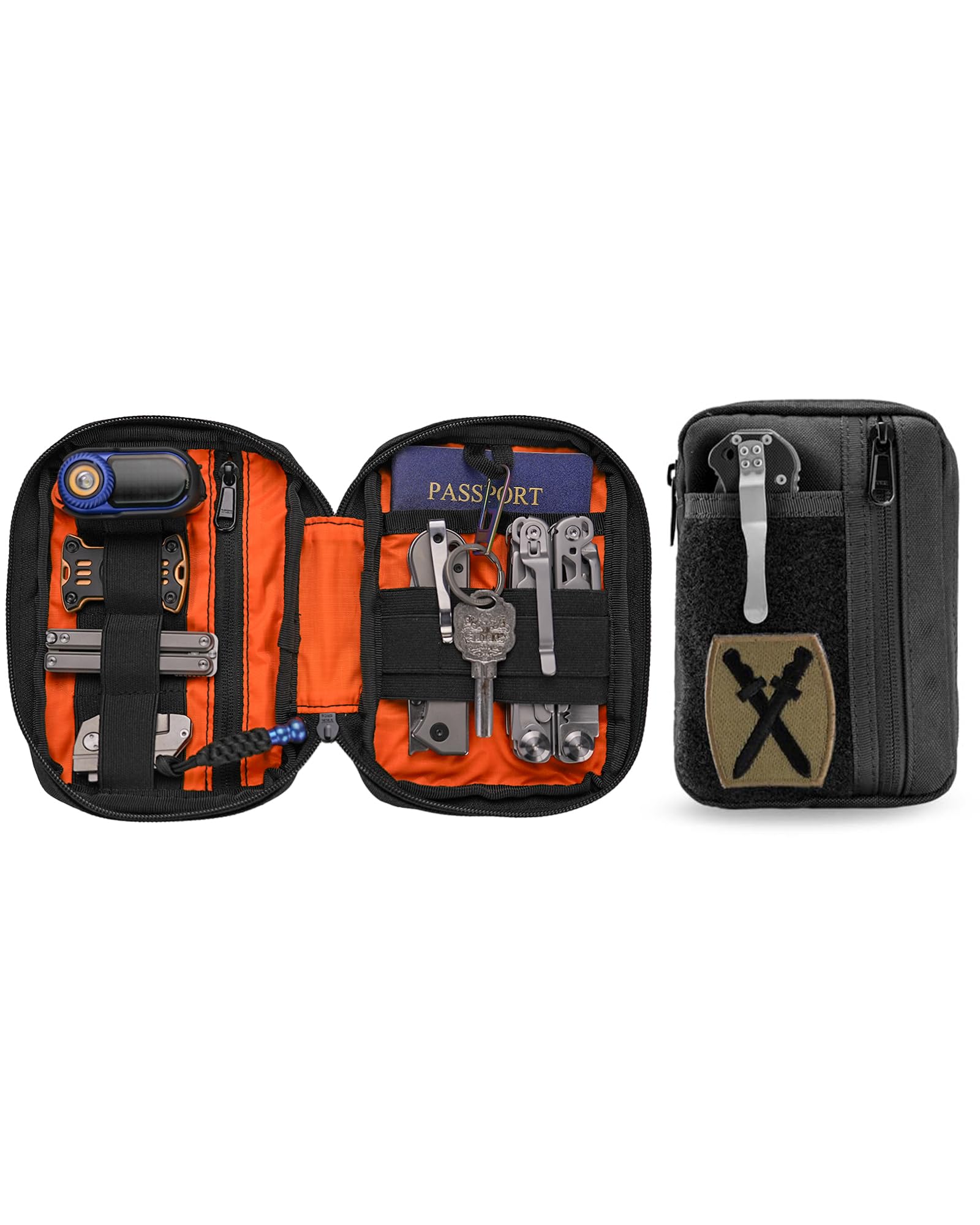 VE30 Molle Pouches Small EDC Pouch,Compact Belt Pouch for Men,EDC Pouch Pocket Organiser with Patches Area,Adjustable Molle Backpack Pack Pocket for Camping Bush Craft/Hiking/Traveling