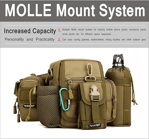 Miniatura 9 de Riñonera táctica para montar Riñonera de un solo hombro Bolsa multiusos, X-Wolf Marrón, Bolsa táctica para pierna y bolsillo en el muslo